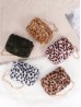 Leopard Print Plush Drawstring Purse